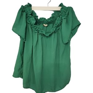 Green Off The Shoulder Blouse, Size M